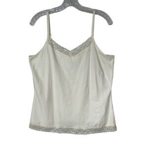 Christopher & Banks Cami Slip Top Lace Detail Cream Adjustable Straps Size Large